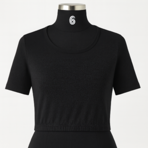 Shynstar Knitted Blouse Plain Colour Black