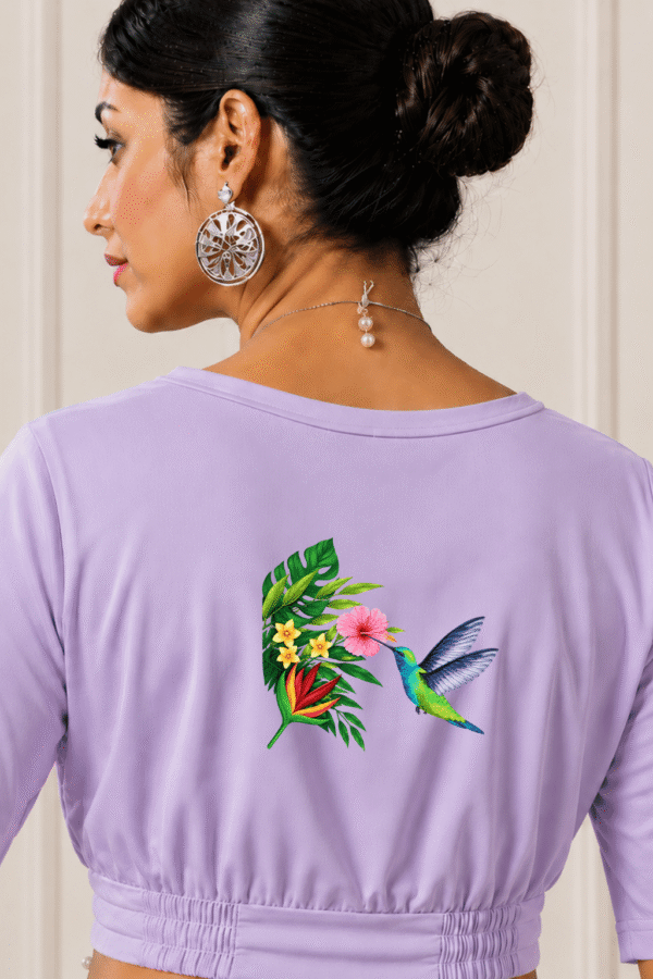 Tropical Hummingbird Floral Printed Blouse