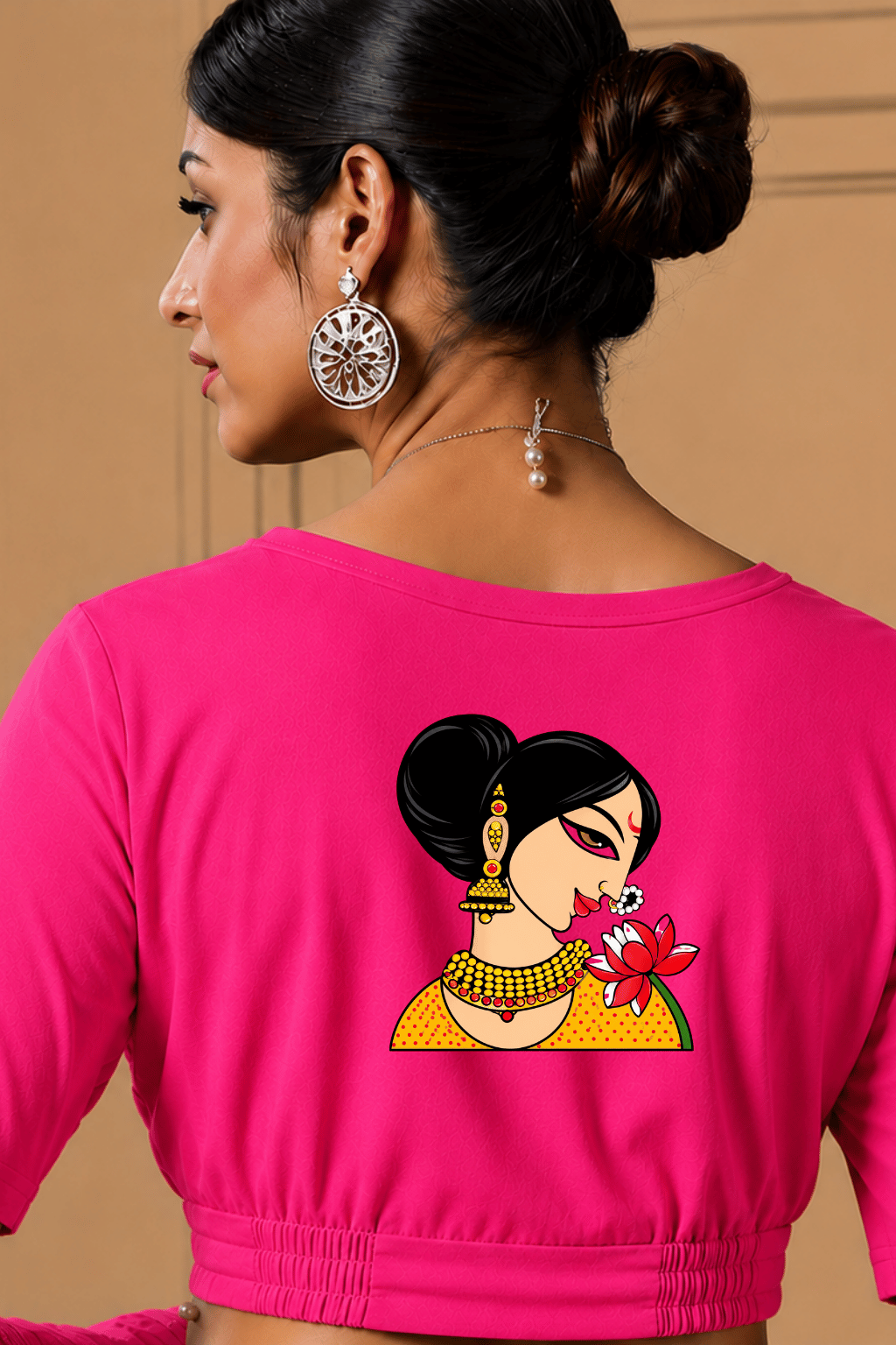 Bengali Woman Lotus Back Printed Blouse