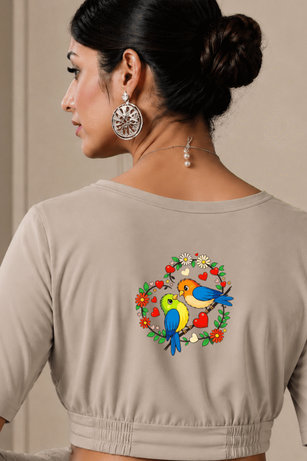 Love Birds Wreath Printed Blouse
