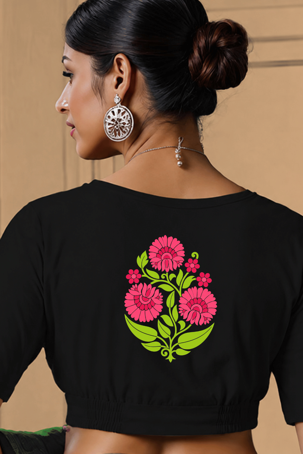 Gulabi Phool Bouquet Printed Blouse