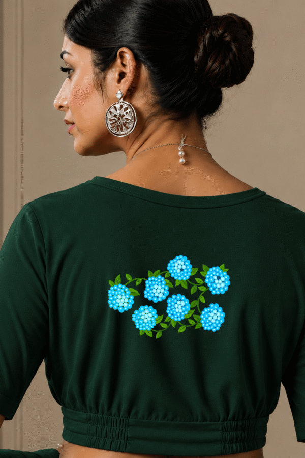 Blue Hydrangea Floral Printed Blouse
