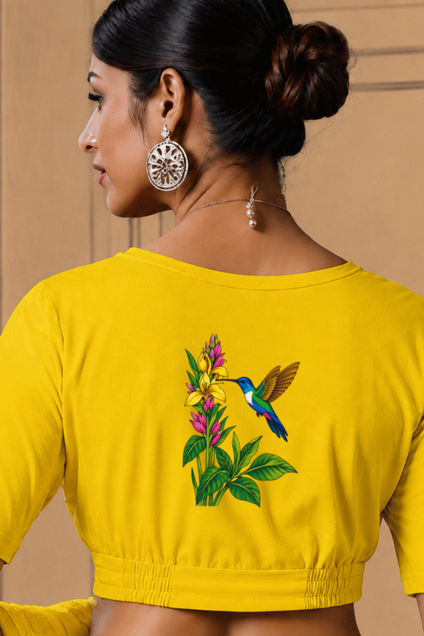 Tropical Hummingbird Floral Printed Blouse