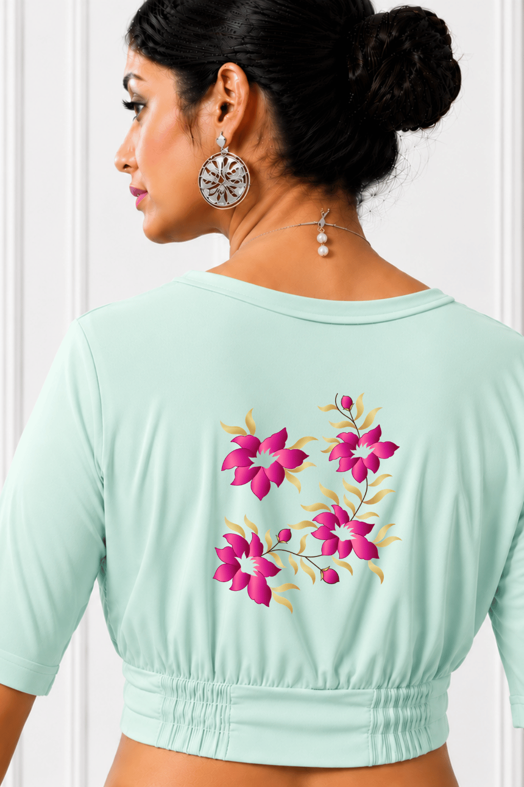Gulabi Phool Printed Blouse