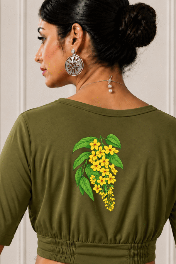Peeli Amaltas Phool Latkan Printed Blouse