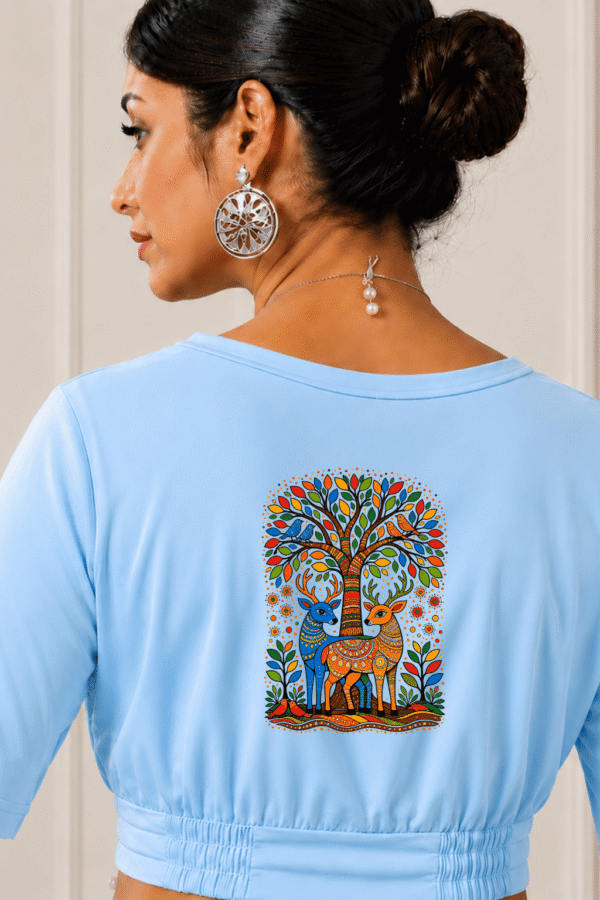 Gond Forest Deer Tree Printed Blouse