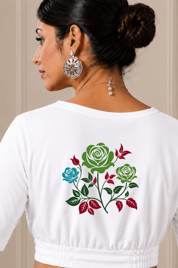Hara Neela Gulab Guldasta Printed Blouse